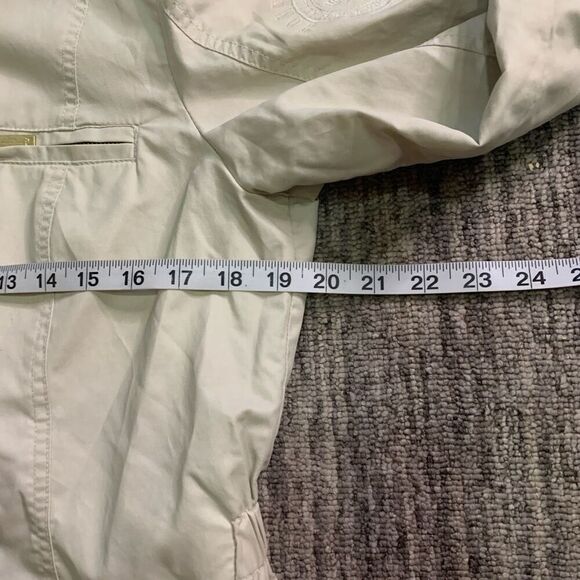 Tommy Hilfiger Womens Size Large Zip Front Rain Coat Jacket Cream Lightweight - Picture 5 of 6